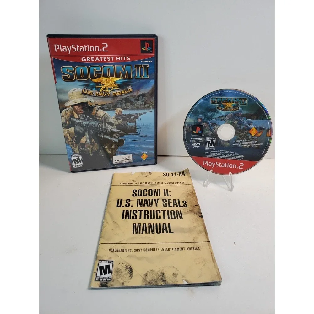 SOCOM II: U.S. Navy SEALs (Sony PlayStation 2, 2003) PS2 CIB Manual Tested Works